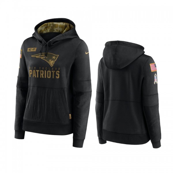 Women's New England Patriots Black 2020 Salute To Service Performance Pullover Hoodie