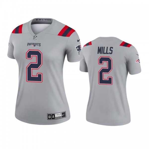 Women's New England Patriots Jalen Mills Gray Inve...