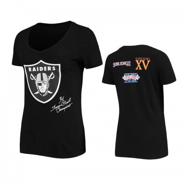 Women's Las Vegas Raiders Black Super Bowl Commemorative V-Neck T-Shirt