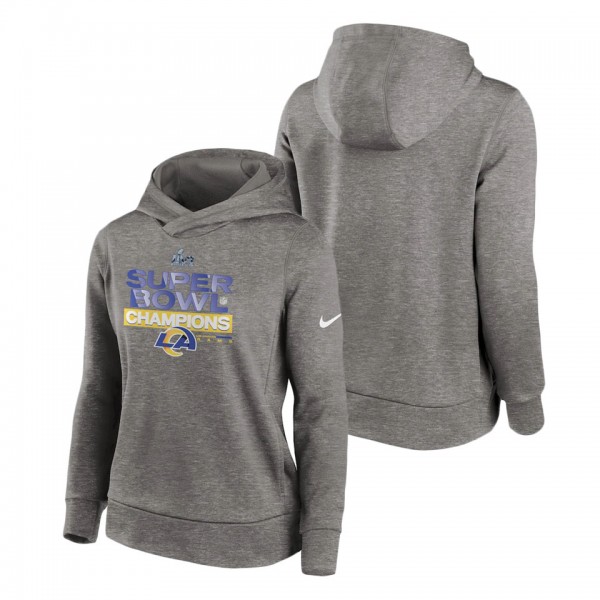 Women's Los Angeles Rams Nike Heathered Charcoal Super Bowl LVI Champions Locker Room Trophy Collection Pullover Hoodie