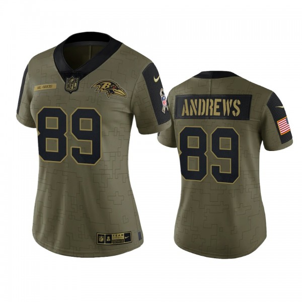 Women's Baltimore Ravens Mark Andrews Olive 2021 Salute To Service Limited Jersey