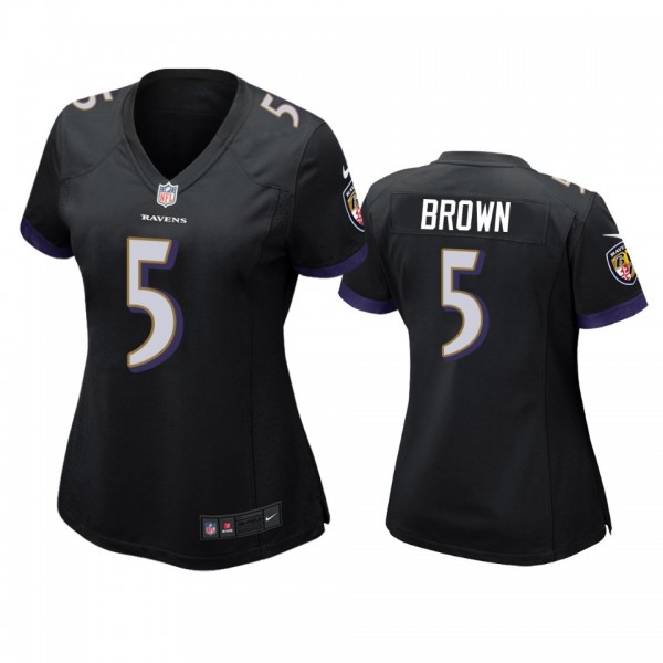 Women's Baltimore Ravens Marquise Brown Black Game...