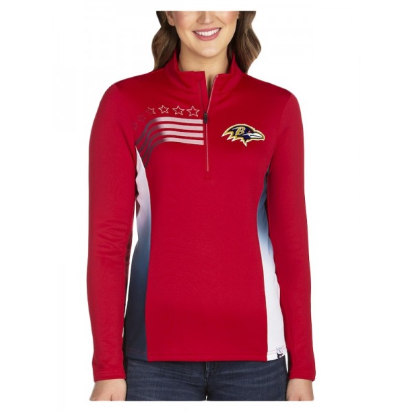 Women's Baltimore Ravens Red Liberty Quarter-Zip Pullover Jacket