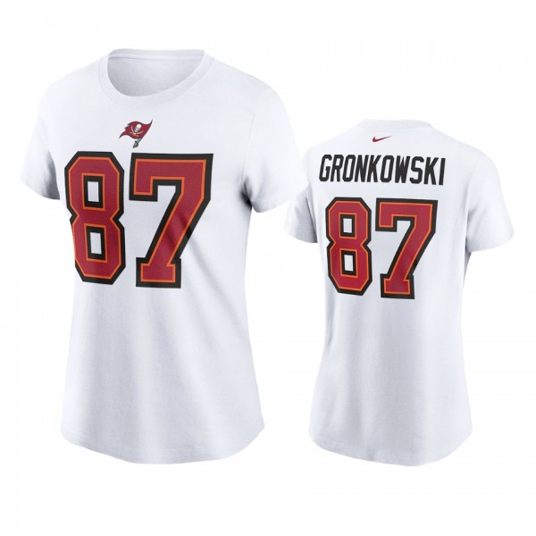 Women's Tampa Bay Buccaneers Rob Gronkowski White Name Number T-shirt