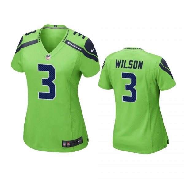 Women's Seattle Seahawks Russell Wilson Neon Green...