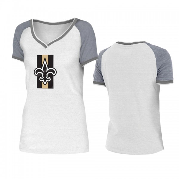 Women's New Orleans Saints White Gray Training Camp Raglan T-Shirt