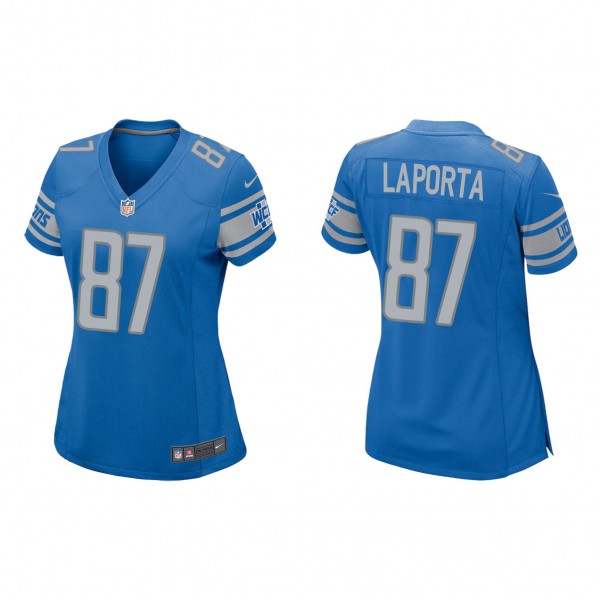 Women's Detroit Lions Sam LaPorta Blue 2023 NFL Draft Game Jersey
