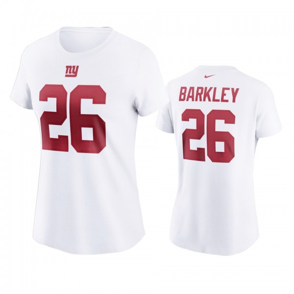 Women's New York Giants Saquon Barkley White Name ...