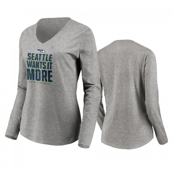 Women's Seattle Seahawks Gray 2020 NFL Playoffs Sh...