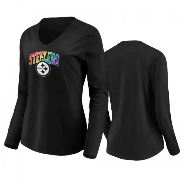 Women's Pittsburgh Steelers Black Pride Logo Long Sleeve T-Shirt
