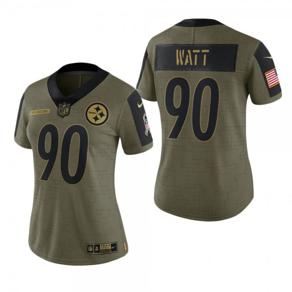 Women's Pittsburgh Steelers T.J. Watt Olive 2021 S...