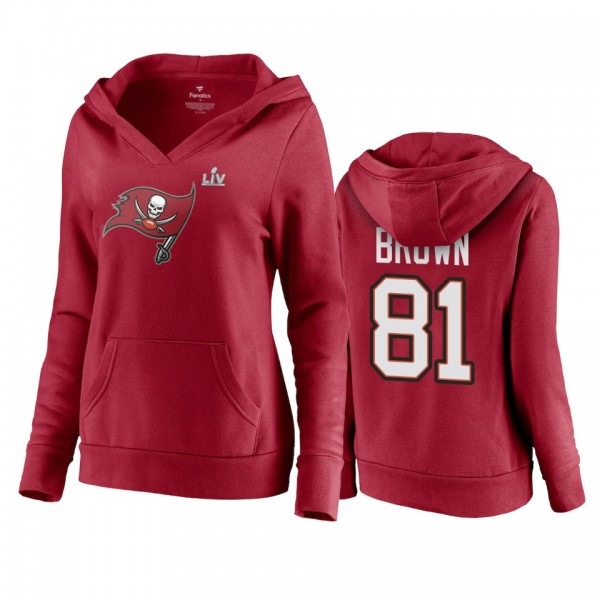Women's Tampa Bay Buccaneers Antonio Brown Red Super Bowl LV Champions Player Icon Hoodie