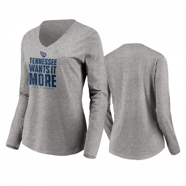 Women's Tennessee Titans Gray 2020 NFL Playoffs Long Sleeve T-Shirt