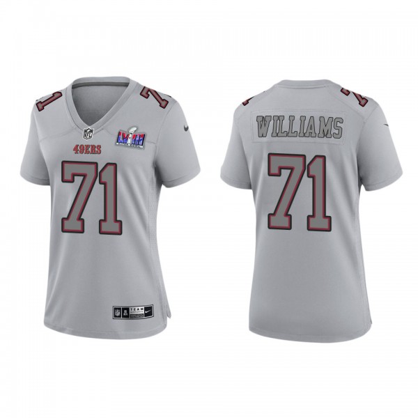 Women's Trent Williams San Francisco 49ers Gray Super Bowl LVIII Atmosphere Fashion Game Jersey