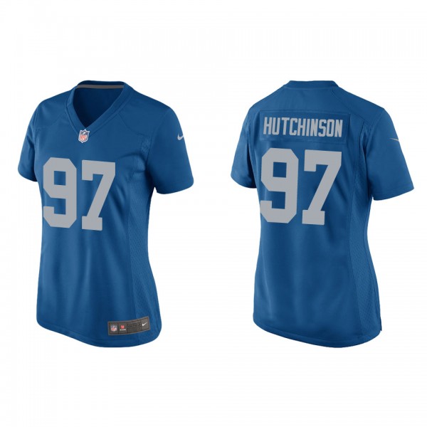 Women's Detroit Lions Aidan Hutchinson Blue 2022 N...
