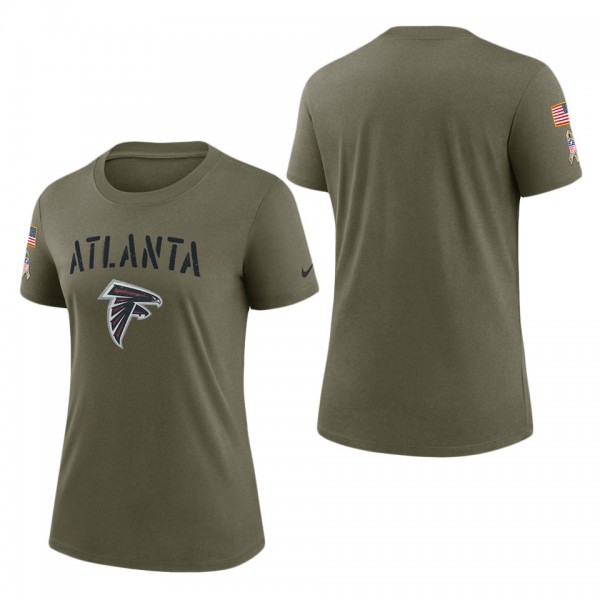 Women's Atlanta Falcons Olive 2022 Salute To Service Legend T-Shirt