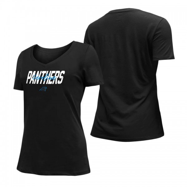 Women's Carolina Panthers New Era Black 2022 NFL Draft V-Neck T-Shirt