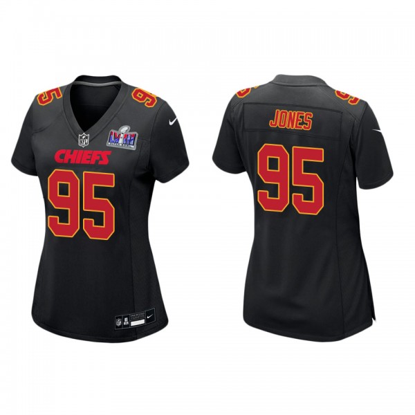 Women's Chris Jones Kansas City Chiefs Black Super Bowl LVIII Carbon Fashion Game Jersey