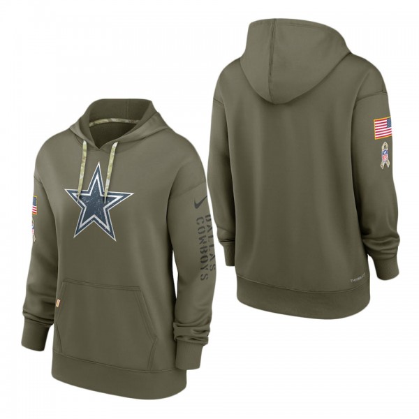 Women's Dallas Cowboys Olive 2022 Salute To Service Performance Pullover Hoodie
