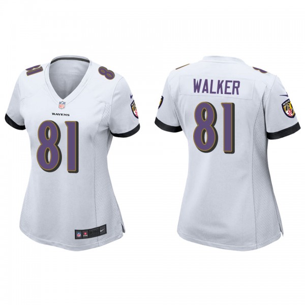 Women's Devontez Walker Baltimore Ravens White Gam...