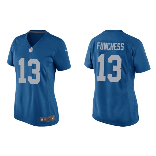 Women's Funchess Lions Blue Throwback Game Jersey