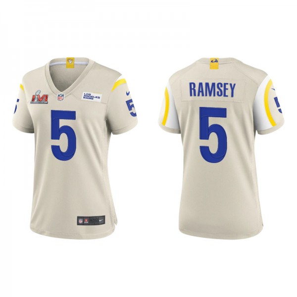 Women's Los Angeles Rams Jalen Ramsey Bone Super Bowl LVI Game Jersey