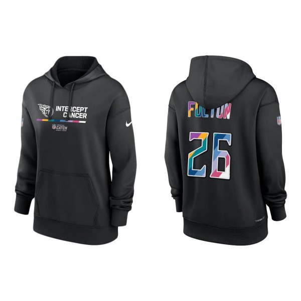 Women's Kristian Fulton Tennessee Titans Black 2022 NFL Crucial Catch Therma Performance Pullover Hoodie