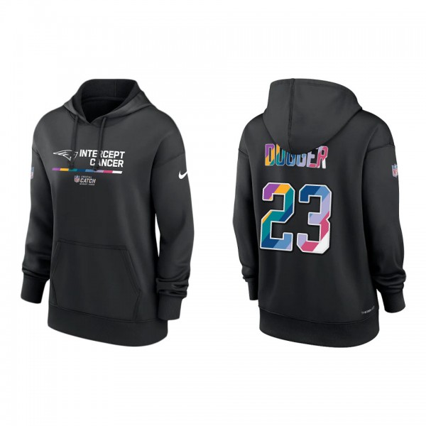Women's Kyle Dugger New England Patriots Black 2022 NFL Crucial Catch Therma Performance Pullover Hoodie