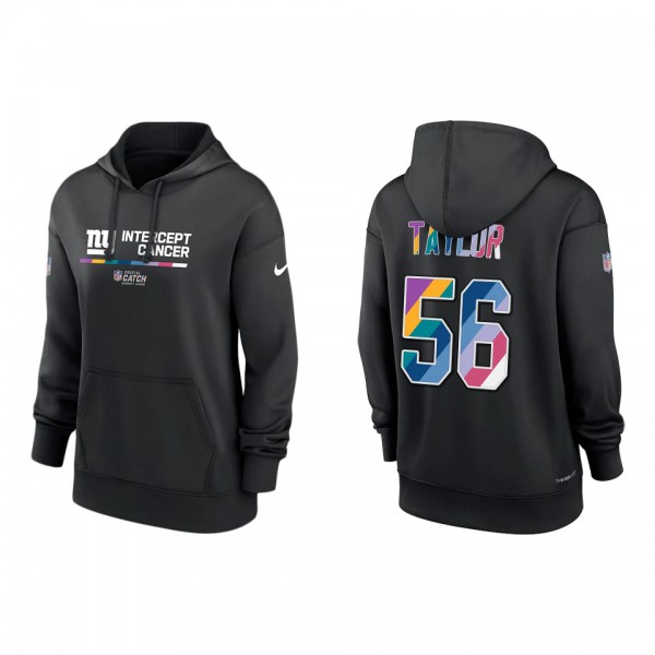 Women's Lawrence Taylor New York Giants Black 2022 NFL Crucial Catch Therma Performance Pullover Hoodie