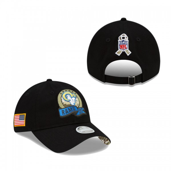 Women's Los Angeles Rams Black 2022 Salute To Service 9TWENTY Adjustable Hat