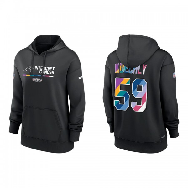Women's Luke Kuechly Carolina Panthers Black 2022 NFL Crucial Catch Therma Performance Pullover Hoodie