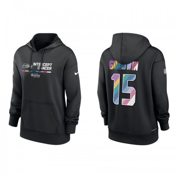 Women's Marquise Goodwin Seattle Seahawks Black 2022 NFL Crucial Catch Therma Performance Pullover Hoodie