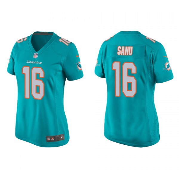 Women's Miami Dolphins Mohamed Sanu Aqua Game Jers...