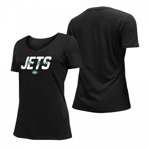 Women's New York Jets New Era Black 2022 NFL Draft V-Neck T-Shirt