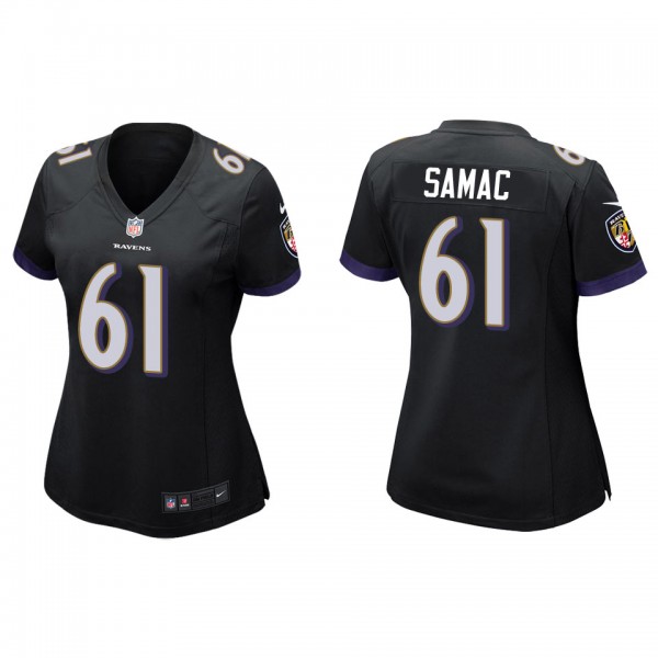 Women's Nick Samac Baltimore Ravens Black Game Jer...