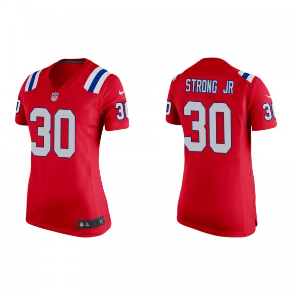 Women's New England Patriots Pierre Strong Jr. Red 2022 NFL Draft Game Jersey
