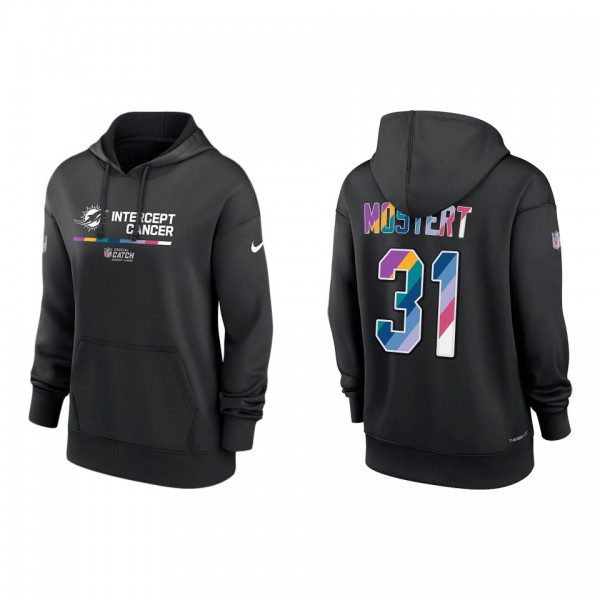 Women's Raheem Mostert Miami Dolphins Black 2022 NFL Crucial Catch Therma Performance Pullover Hoodie