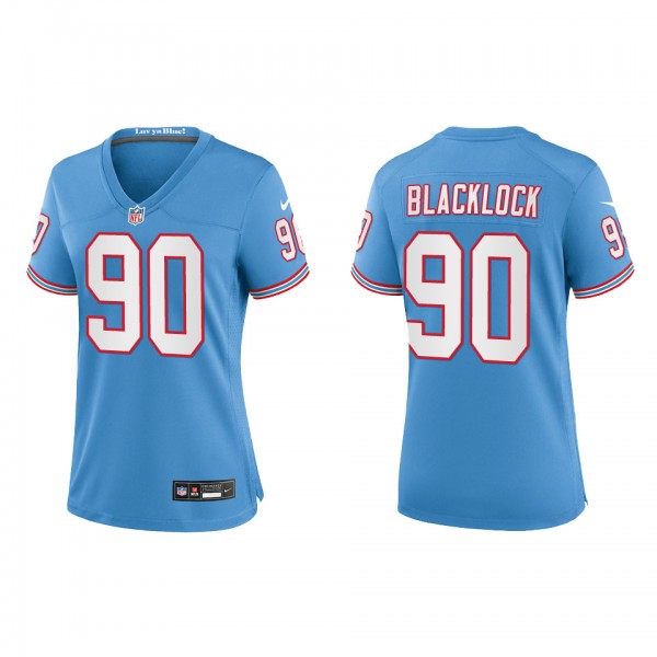 Women's Tennessee Titans Ross Blacklock Light Blue Oilers Throwback Game Jersey