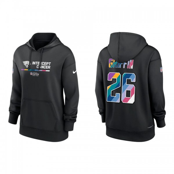 Women's Shaquill Griffin Jacksonville Jaguars Black 2022 NFL Crucial Catch Therma Performance Pullover Hoodie