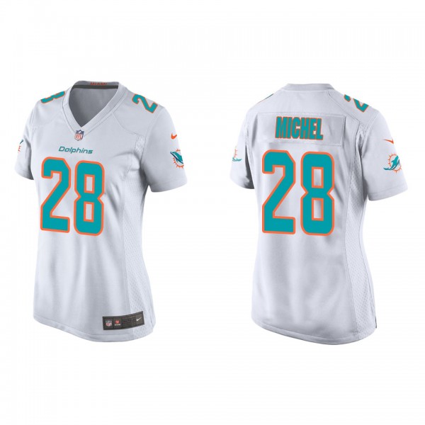 Women's Miami Dolphins Sony Michel White Game Jers...