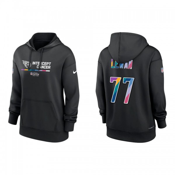 Women's Taylor Lewan Tennessee Titans Black 2022 NFL Crucial Catch Therma Performance Pullover Hoodie