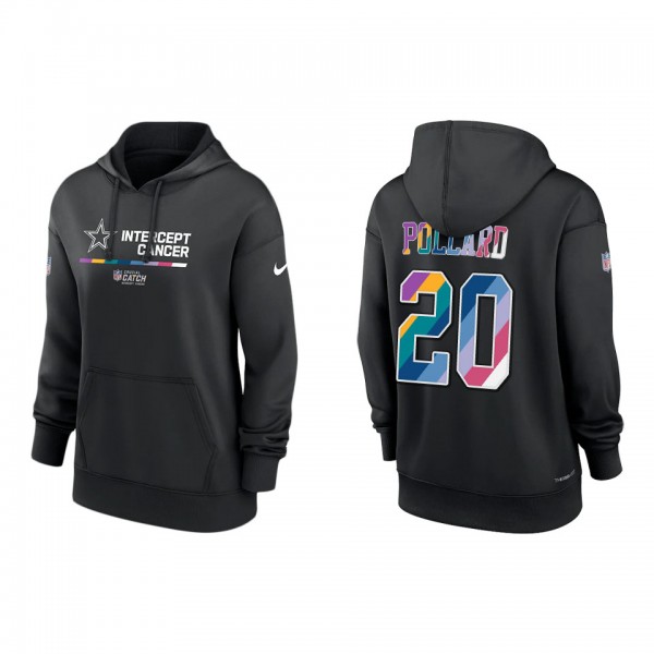 Women's Tony Pollard Dallas Cowboys Black 2022 NFL Crucial Catch Therma Performance Pullover Hoodie