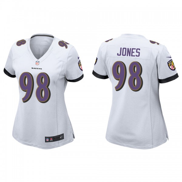 Women's Baltimore Ravens Travis Jones White Game J...