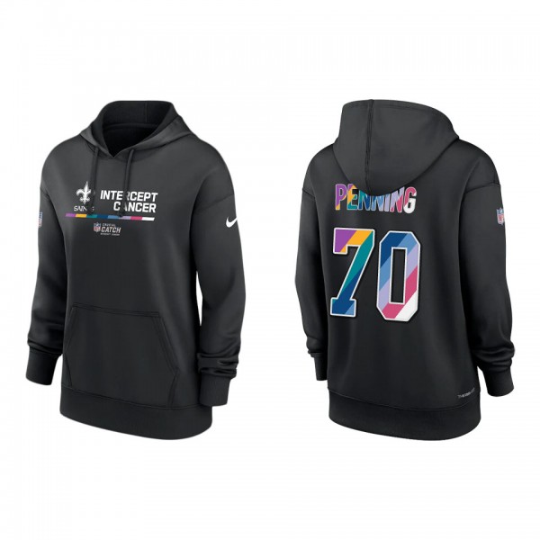 Women's Trevor Penning New Orleans Saints Black 2022 NFL Crucial Catch Therma Performance Pullover Hoodie