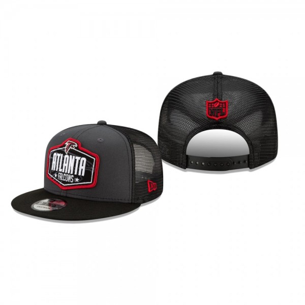 Youth Atlanta Falcons Graphite Black 2021 NFL Draft Trucker 9FIFTY Snapback Adjustable Hat