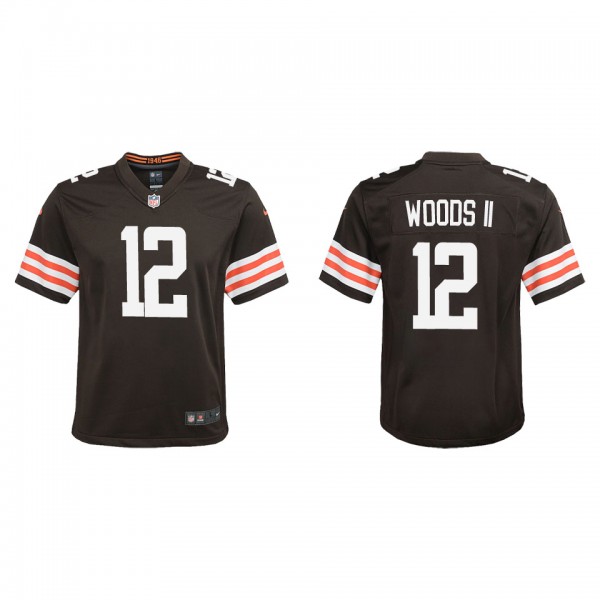 Youth Cleveland Browns Michael Woods II Brown Game...