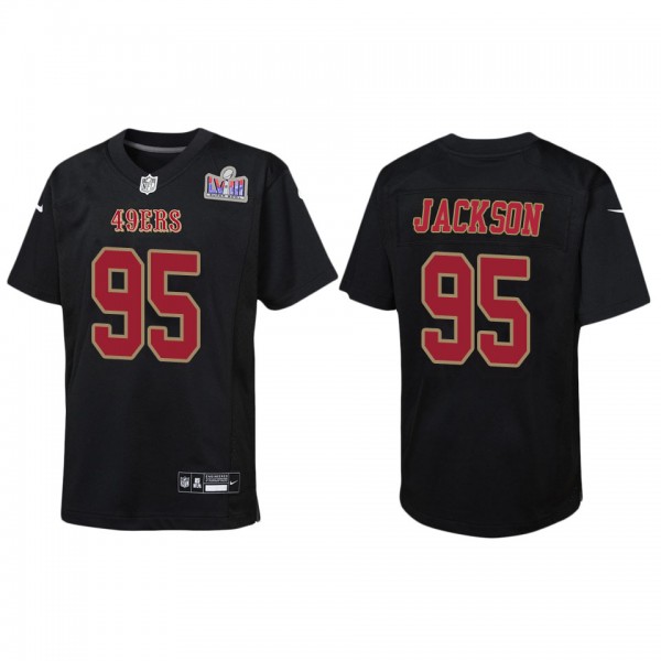 Youth Drake Jackson San Francisco 49ers Black Super Bowl LVIII Carbon Fashion Game Jersey