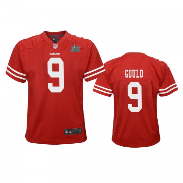 Youth 49ers Robbie Gould Scarlet Super Bowl LIV Game Jersey
