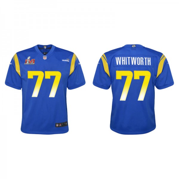Youth Los Angeles Rams Andrew Whitworth Royal Super Bowl LVI Game Jersey