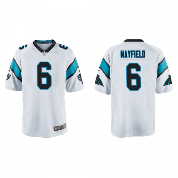 Youth Baker Mayfield Panthers White Game Jersey